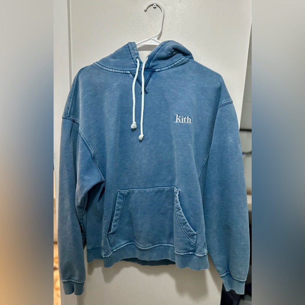 Kith Washed Blue Hoodie Men’s Large Embroidered Logo